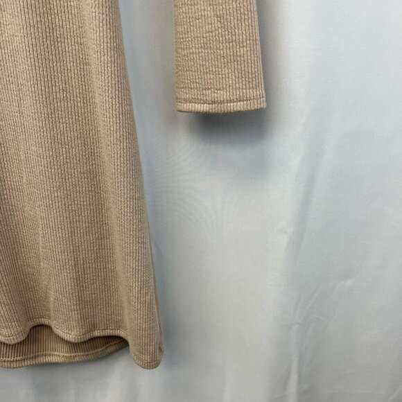 Gilli Womens Bodycon Dress Latte Cut Out Back W/ Twist Ribbed Long Sleeve L - Picture 6 of 11